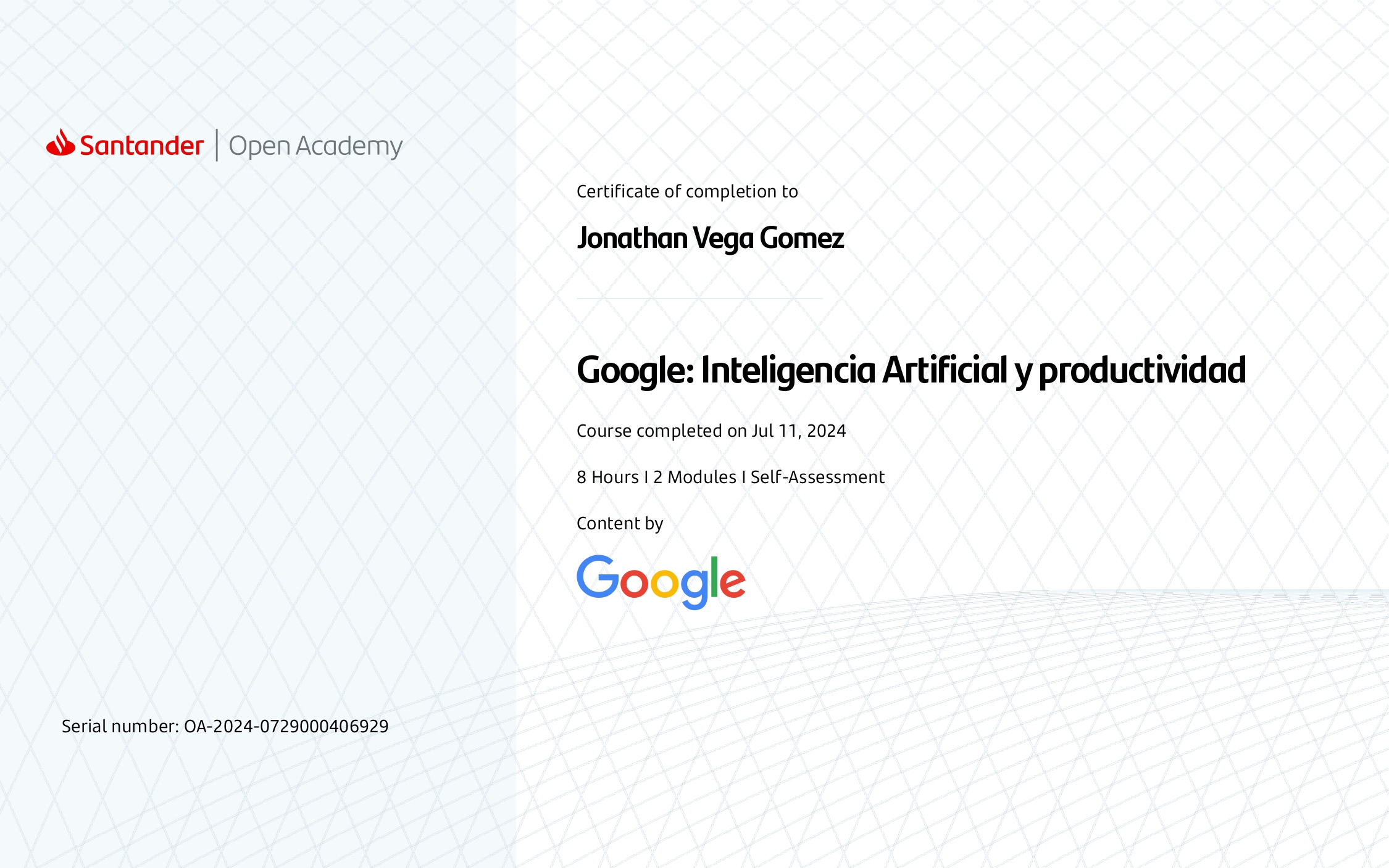 Google Inteligencia Artificial y Productividad (8h)